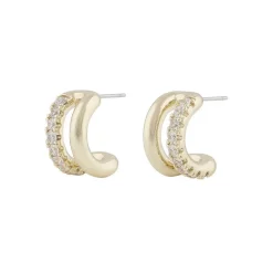 Ace Wide Oval Earring Gold/Clear