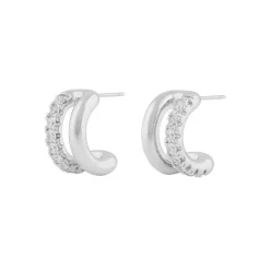 Ace Wide Oval Earring Silver/Clear