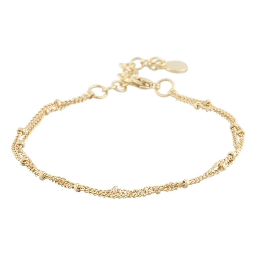 Amsterdam Double Chain Bracelet Plain Gold Onesize
