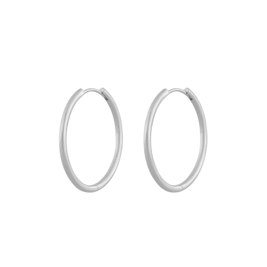 Amsterdam Small Earring Plain Silver 30mm