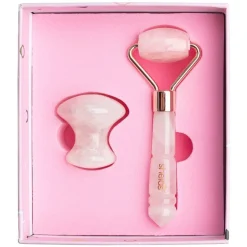 Ansiktsrulle og øyemassasje verktøy i rosenkvarts