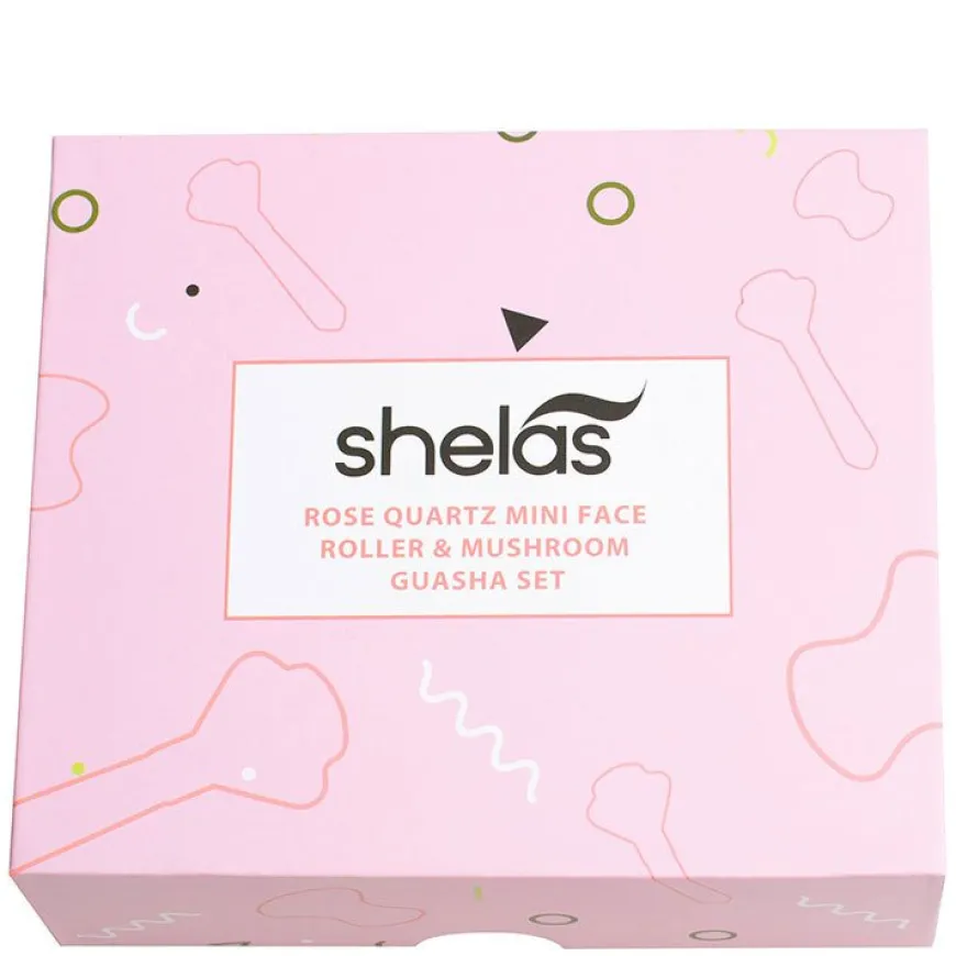 Ansiktsrulle og øyemassasje verktøy i rosenkvarts