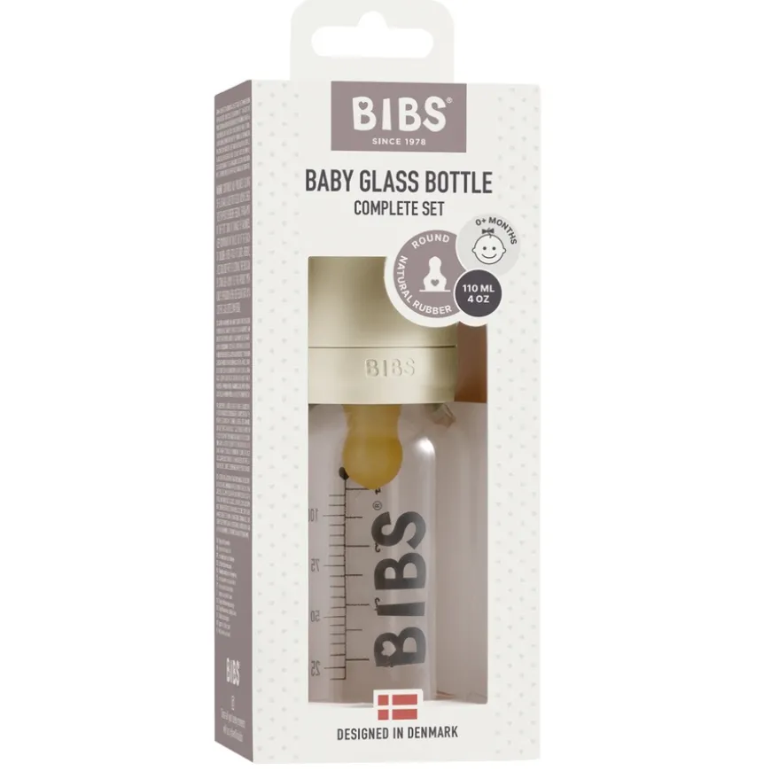 Baby Glass Bottle Complete Set Latex Ivory 110ml