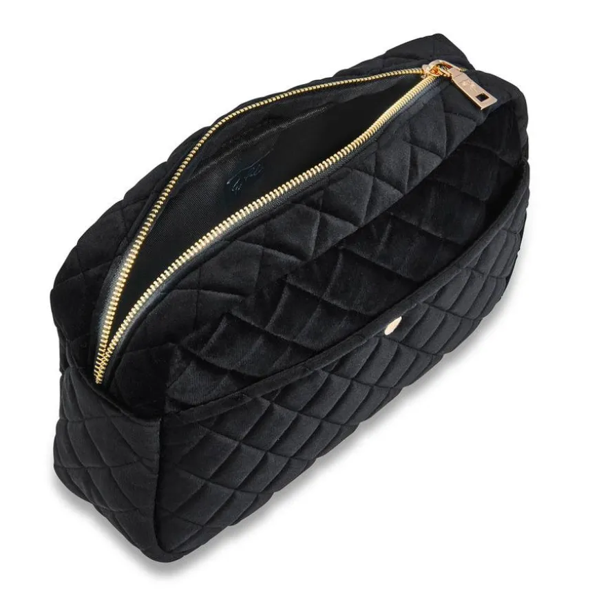 Beauty Bag Quilted Velvet Black Large
