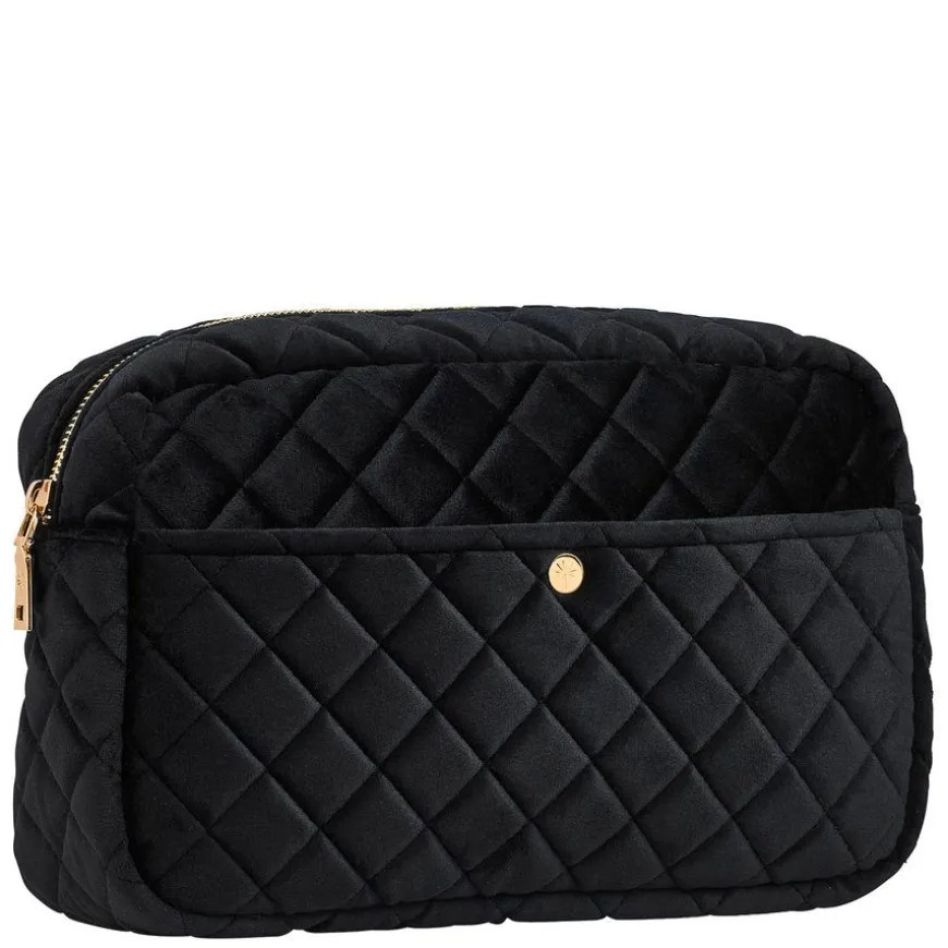 Beauty Bag Quilted Velvet Black Large