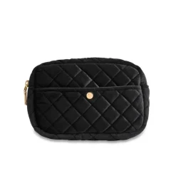 Beauty Bag Quilted Velvet Black Medium