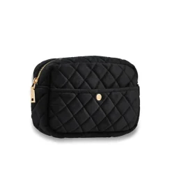 Beauty Bag Quilted Velvet Black Medium
