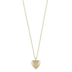 Brooklyn Heart Pendant Necklace Plain Gold 45cm