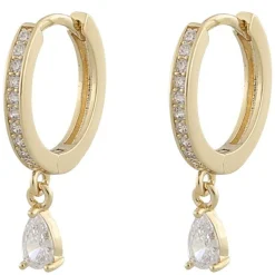 Camille Drop Ring Earring Gold/Clear 14,5mm