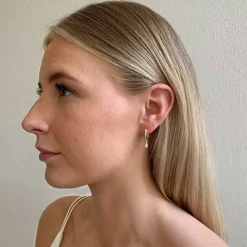 Camille Drop Ring Earring Gold/Clear 14,5mm