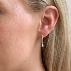 Camille Drop Ring Earring Gold/Clear 14,5mm