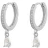 Camille Drop Ring Earring Silver/Clear 14,5mm