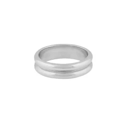 Casual Kim Double Ring Plain Silver S