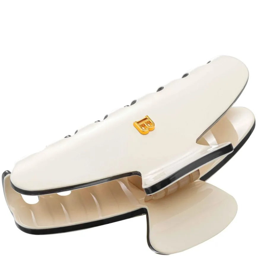 Cellulose Acetate Pince à Cheveux Medium White/Black