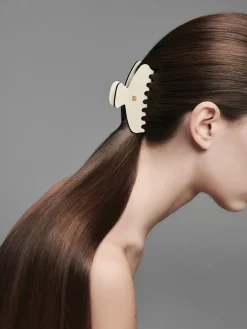 Cellulose Acetate Pince à Cheveux Medium White/Black