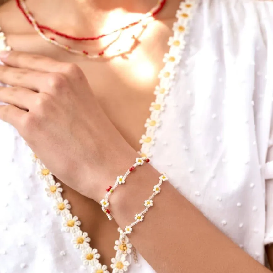 Cherry & Flower Blead Bracelet