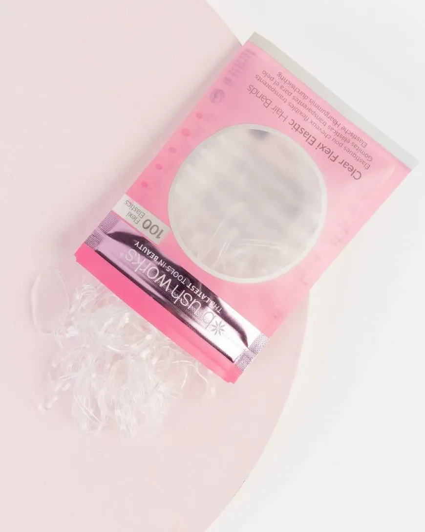 Clear Flexi Elastic Hair Bands 100pcs