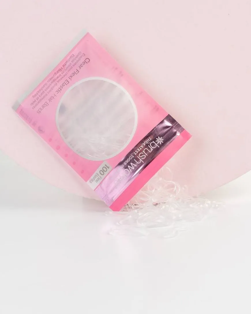 Clear Flexi Elastic Hair Bands 100pcs
