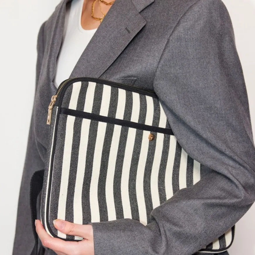 Cotton Stripe Laptop Sleeve