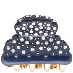 Crystal Hair Claw Small Navy Blue