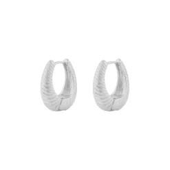 Dakota Oval Ring Earring Plain Silver