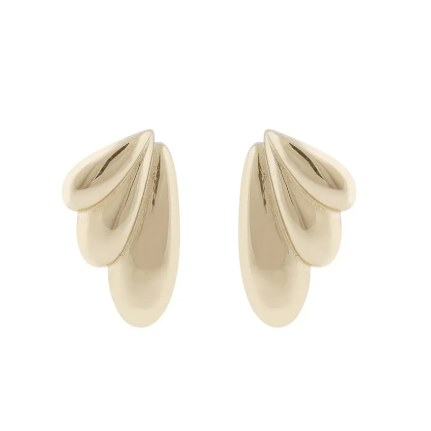 Dakota Wide Drop Earring Plain Gold