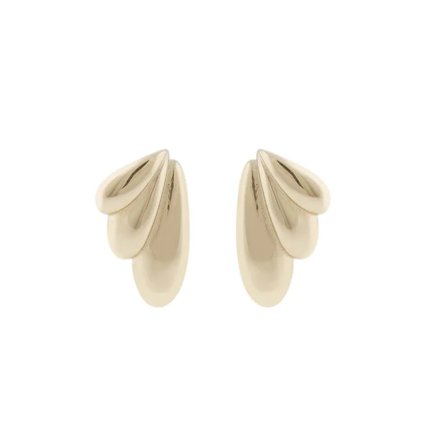 Dakota Wide Small Drop Earring Plain Gold