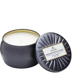 Decorative Tin Candle Makassar Ebony & Peach 127g