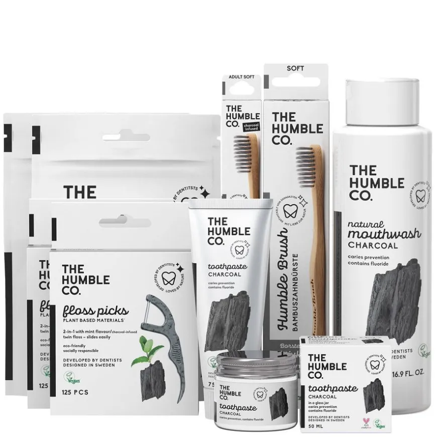 Dental Floss Picks Charcoal Grip Handle 50pcs