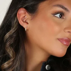 Domino Thin Hoop Earring Gold/White