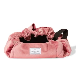 Drawstring Flat Lay Makeup Bag Pink Velvet