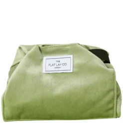 Drawstring Flat Lay Makeup Bag Sage Green Velvet