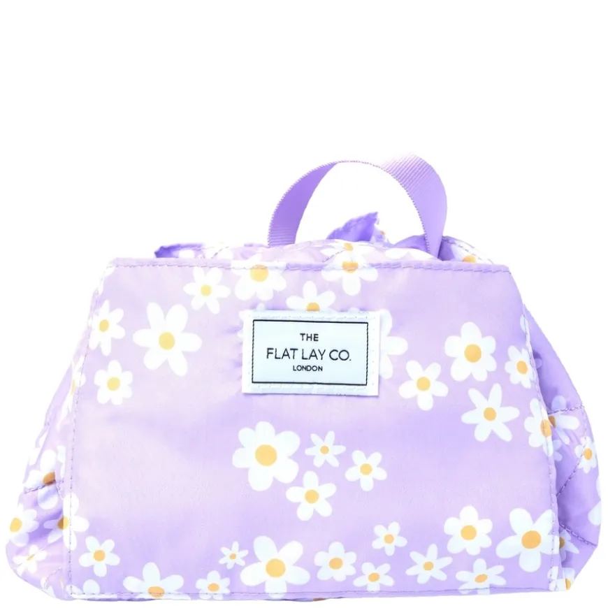 Drawstring Flat Lay Makeup Bag Lilac Daisy