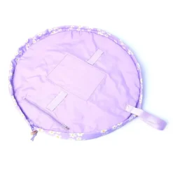 Drawstring Flat Lay Makeup Bag Lilac Daisy