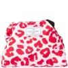 Drawstring Flat Lay Makeup Bag Pink Leopard Print