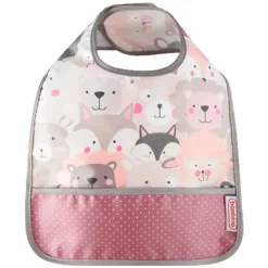 Easy Wipe Bib Grey/Pink