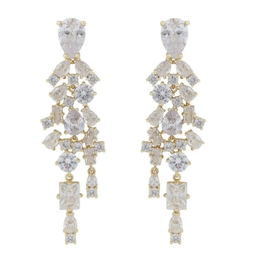 Ellie Big Pendant Earring Gold/Clear