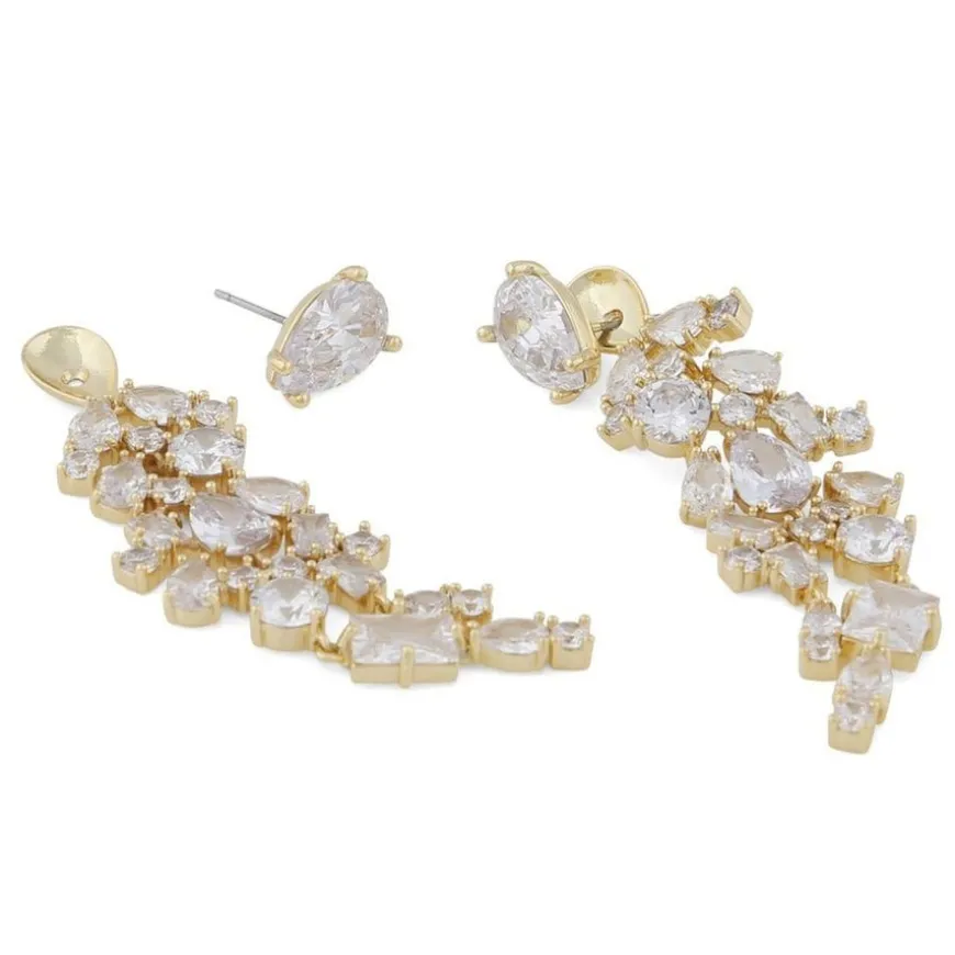 Ellie Big Pendant Earring Gold/Clear