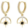 Elvira Moon and Star Crystal Hoop Earrings
