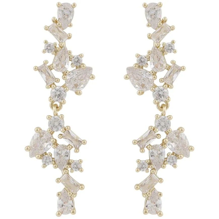 Envy Big Pendant Earring Gold/Clear Onesize