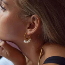 Estelle Pearl Hoop Earrings