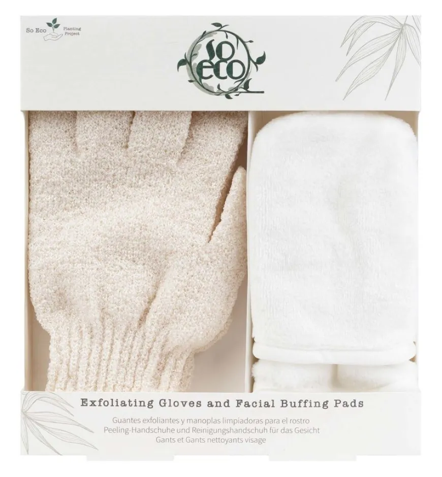 Exfoliating Gloves and Facial Buffing Pads 3pcs