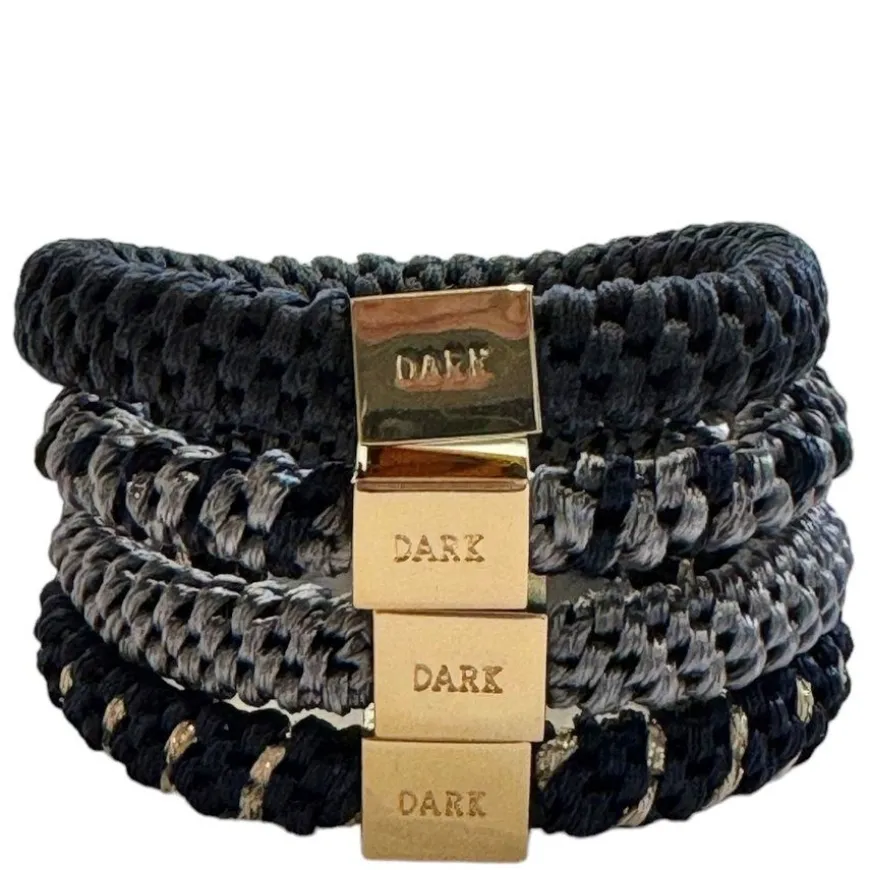 Fat Hair Ties Combo Navy Blue Mix With Gold 4pcs