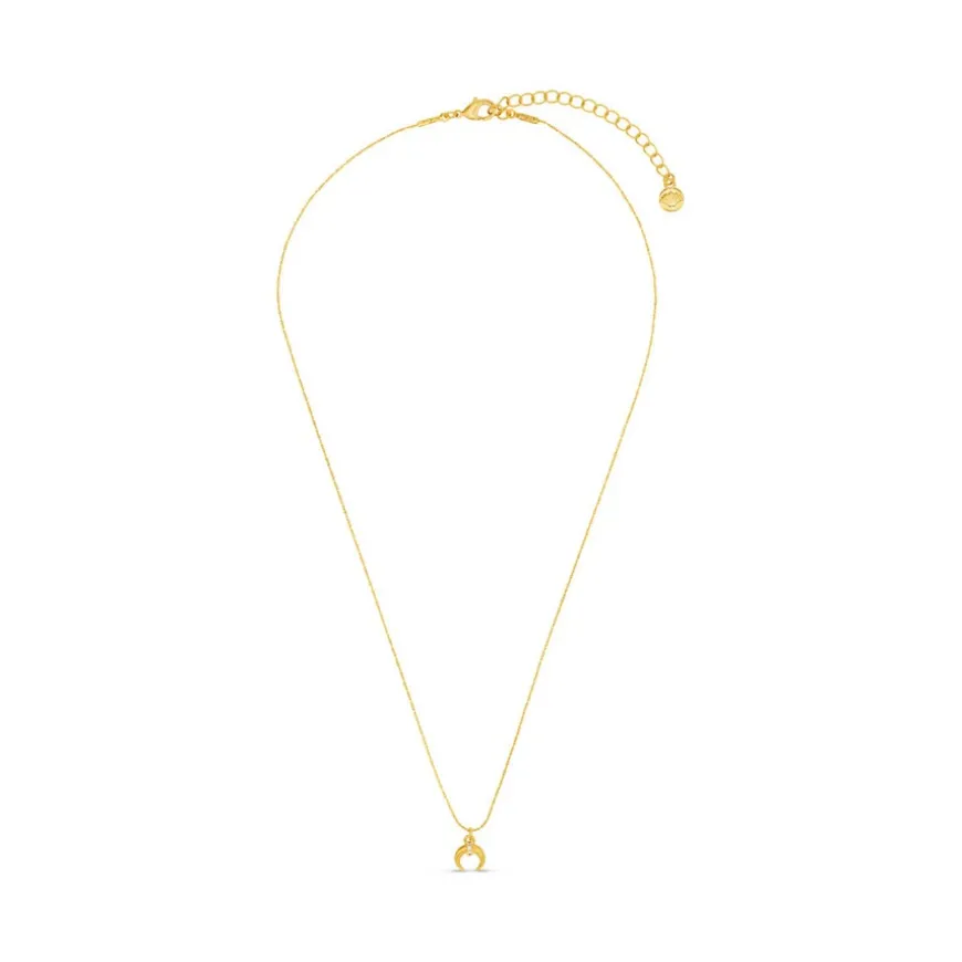 Fine Pave Crescent Charm Necklace