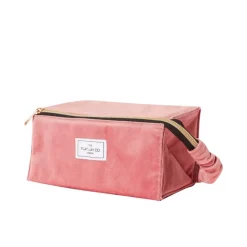 Flat Lay Makeup Box Bag Pink Velvet