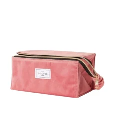 Flat Lay Makeup Box Bag Pink Velvet