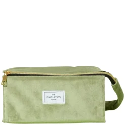 Flat Lay Makeup Box Bag Sage Green Velvet