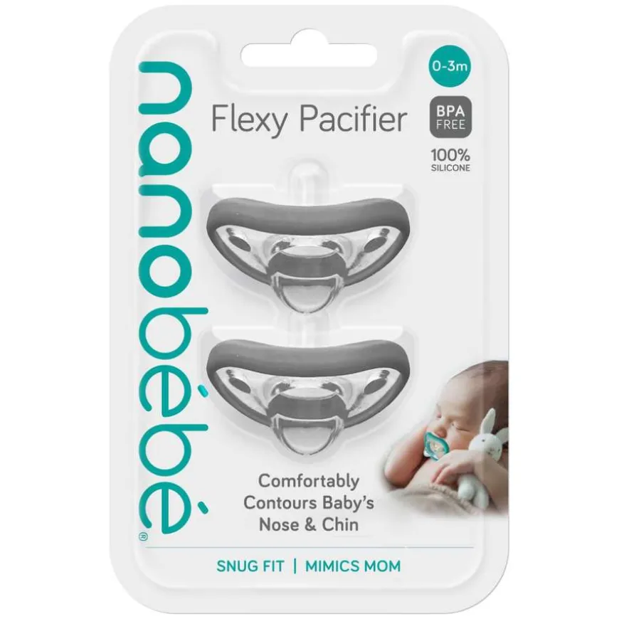 Flexy Pacifier Grey 0-3m 2pcs