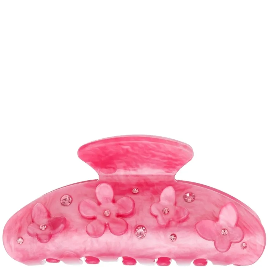 Flower & Butterfly Hair Claw Bubblegum Pink