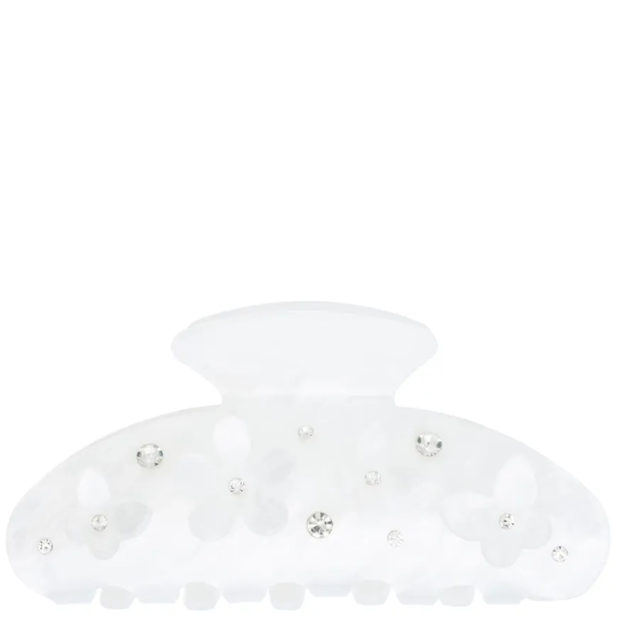 Flower & Butterfly Hair Claw White